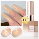 Double Rhythm Translucent Gel Polish Sheer Neutral Natural Light Milky Same Color Same Bottle 15ML Jelly UV Polish Nail Art DIY at Home (Jelly Nude Brown-A1492) Infinity Warehouse