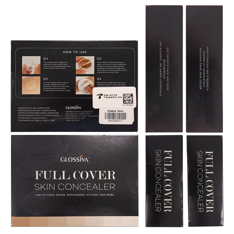 Tattoo Cover Up Makeup Waterproof Concealer For Dark Spots, Scars, Vitiligo, And More - 2x30ml - Use on Body, For Legs, for Men and Women (2x30ml) Infinity Warehouse