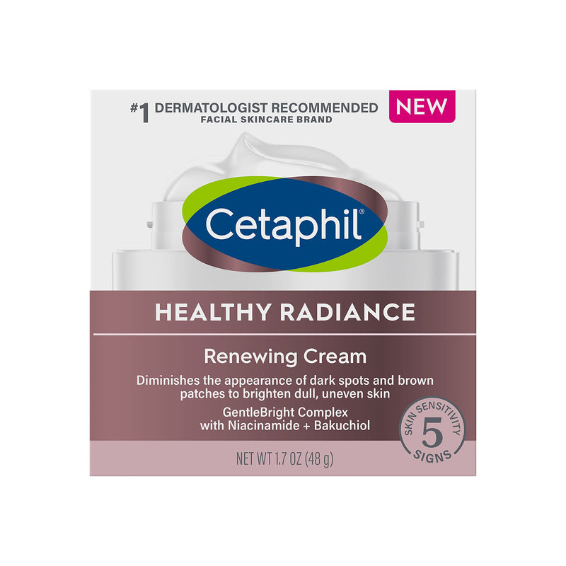 Face Cream by Cetaphil, Healthy Radiance Renewing Cream, Visbily Reduces Look of Dark Spots, Brightening Lotion, Designed for Sensitive Skin, Hypoallergenic, Fragrance Free, 1.7oz Cetaphil