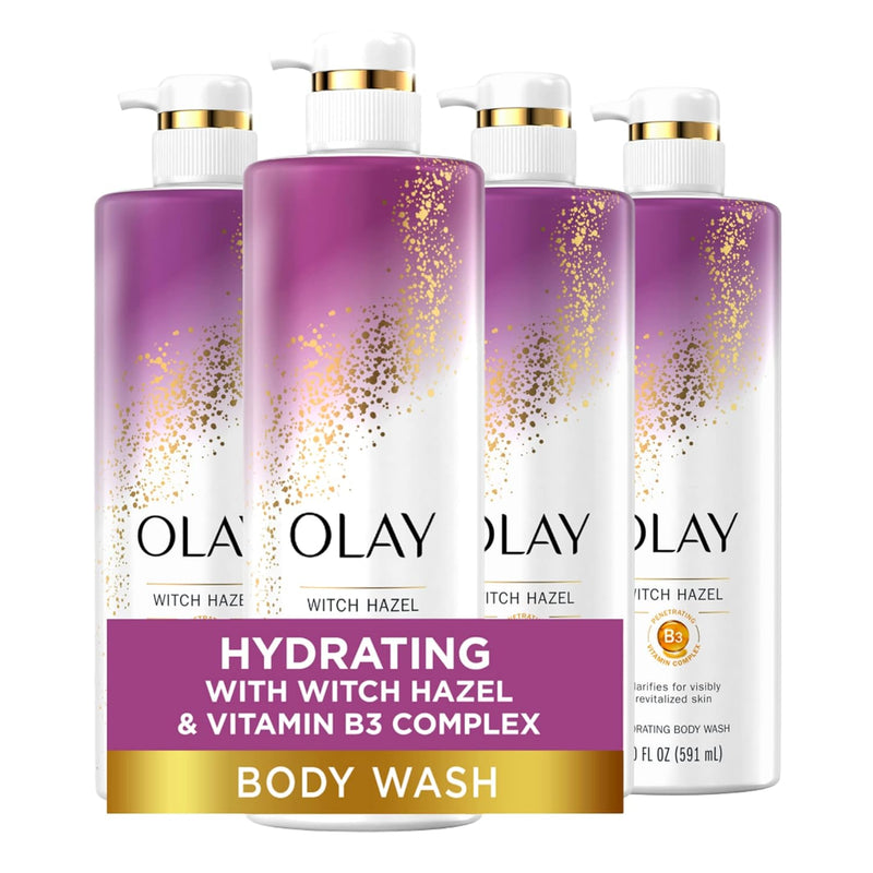 Olay Moisturizing Body Wash for Women with Witch Hazel and Vitamin B3, 20 fl oz (Pack of 4) Infinity Warehouse