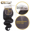 QTHAIR 12A Brazilian Body Wave 3 Bundles with Closure(20" 22" 24"+18") 100% Unprocessed Brazilian Virgin Body Wave Human Hair Weave with 4x4 Swiss Lace Closure(130% Density) QTHAIR Store