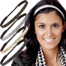 Hipsy Women's Adjustable NO SLIP Bling Glitter Headband Multi Gift Packs (Skinny Black/Gold/Gunmetal/White/Brown 5pk) Hipsy