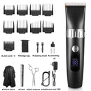 Cordless Rechargeable Hair Clipper Trimmer, 19 in 1 Pro Complete Hair Cutting Kit for Men Women Children with 9 Guide Combs, Hair Cape, Scissors, 40 Precision Length Settings, LED Display, Waterproof Himimi
