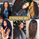 CYNOSURE 13x4 HD Transparent Lace Front Human Hair Wigs for Black Women 9A 180% Denisty Curly Lace Front Wigs Human Hair Pre Plucked with Baby Hair Natural Black Color 20inch CYNOSURE