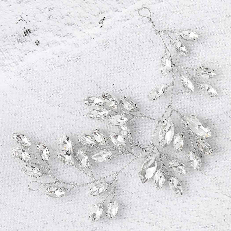 Yean Wedding Hair Vine Rhinestone Bridal Hair Piece Fashion Hair Accessories for Women and Girls(5.9in/15cm) (Silver) Yean