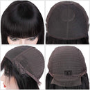 Subella 9A Straight Human Hair Wigs with Bangs 150% Density Glueless Brazilian Machine Made None Lace Front Wigs for Black Women Natural Color (18inch, straight wig with bangs) Subella