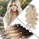 Wavy Tape in Hair Extensions Human Hair 100g 40pcs Body Wave 24 inch Whitish Blonde Long Soft Remy Hair Skin Weft Seamless Invisible Double Side Tape