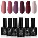 Beetles Red Gel Nail Polish Set - Peach Pink Gel Polish Kit Purple Burgundy Red Nail Gel Polish Skin Tone Nail Polish - Soak Off Nail Lamp Gel Nail Kit 7.3 ml Each Bottle Holiday Gift beetles Gel Polish