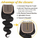 QTHAIR 12A Brazilian Body Wave Bundles with T Part Lace Closure 100% Unprocessed Brazilian Virgin Hair 3 Bundles with 4x1 Middle Part Closure(12 14 16+10) Human Hair Bundles with Closure QTHAIR