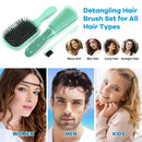 Detangler Hair Brush, 2 Pack Detangling Hair Brush with 1 Pack Eyebrow Brush Set for Natural Curly Hair,Thick, Thin, Wet Hair or Dry Hair, Hair Detangler Brush for Women Men Kids-Green Hoofun Store