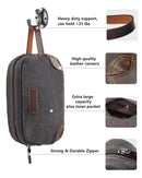 emissary Men's Toiletry Bag Leather and Canvas Travel Toiletry Bag Dopp Kit for Men Shaving Bag for Travel Accessories (Gray) emissary