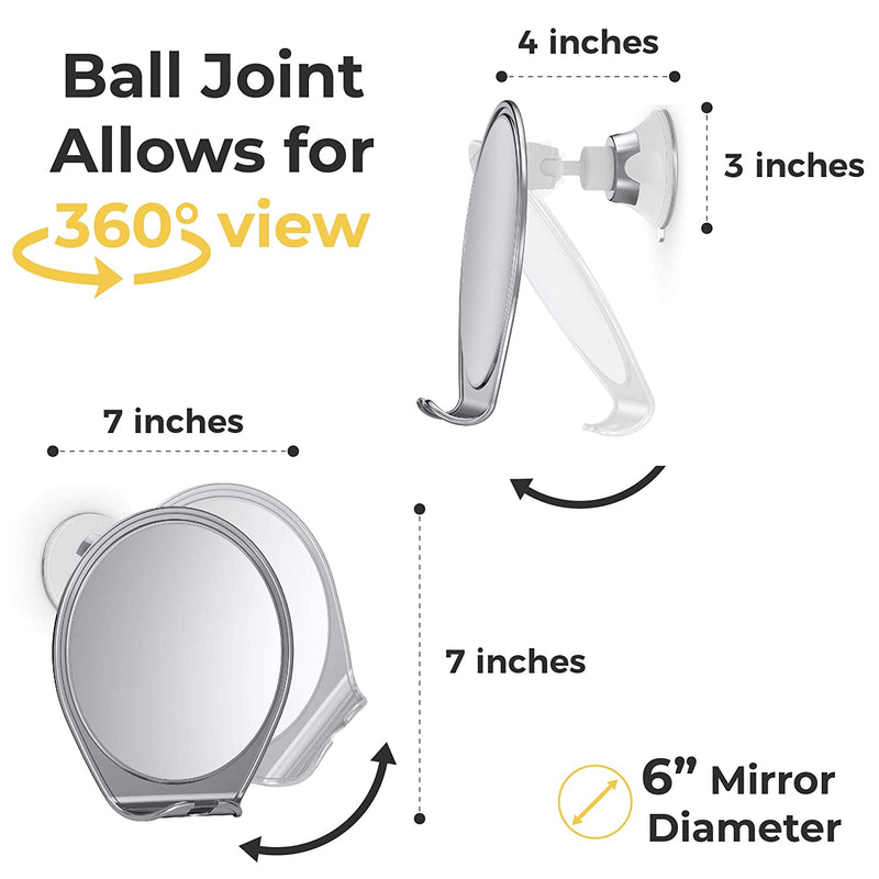 HoneyBull Shower Mirror Fogless for Shaving - with Suction, Razor Holder for Shower & Swivel, Mirrors, Shower Accessories, Bathroom Mirror, Bathroom Accessories, Holds Razors for Men (Chrome) HONEYBULL