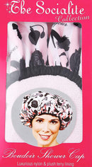 Reusable Nylon Shower Cap & Bath Cap, Reversible Oversized Waterproof Shower Caps Large Designed for all Hair Lengths w Terry Lining & Elastic Band Stretch Hem Hair Hat - Socialite Mint To Be Betty Dain
