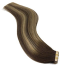 GOO GOO 14 Inch Tape in Hair Extensions Chocolate Brown to Honey Blonde 20pcs 50g Remy Hair Extensions Human Hair Balayage Natural Real Hair Extensions for Women GOO GOO