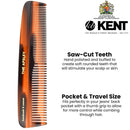Kent R7T Small Fine/Wide Tooth Comb, Double Tooth Hair Pocket Comb for Hair, Beard and Mustache, Coarse/Fine Hair Grooming Comb for Men, Women and Kids. Saw Cut Hand Polished. Handmade in England KENT