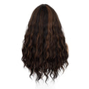 ENTRANCED STYLES Dark Brown Wig with Bangs, Long Wavy Wigs for Women Blonde Highlights Wig Natural Looking Heat Resistant Synthetic Wigs Daily Party Use ENTRANCED STYLES