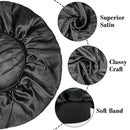 2PCS Large Satin Bonnet, Raibaubl Silk Bonnet With Elastic Soft Band, Big Bonnet For Women Hair Care, Jumbo Bonnet For Braids Natural Long Hair, Curly Hair (Black&Brown) CACASO