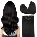 DOORES 120g 20 Inch Clip in Human Hair Extensions Natural Black Straight Remy Hair Extensions Clip in Real Hair Extensions 7pcs DOORES Store