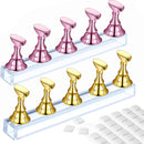 2 Set Acrylic Nail Practice Stand Magnetic Nail Tip Art Display Stand Holder Manicure Tool with Reusable Adhesive Putty Clay for Home Salon Makeup Lenlorry