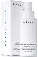 AHA/BHA Exfoliator For Face - 10% Glycolic Acid Exfoliating Cleanser With Salicylic Acid, Fruit Antioxidants & Peptides - Toner & Peel For Face - Brightens Complexion & Minimizes Pores, 4 oz. NAELI