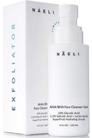 AHA / BHA Exfoliating Face Wash - 10% Glycolic Acid & Salicylic Acid Cleanser, Anti Aging Acne & Wrinkle Reducing Facial Exfoliant, Pore Minimizer & Brightening Scrub - Vegan & Cruelty Free, 4 oz NAELI