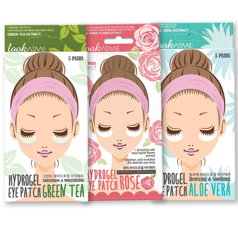 Under Eye Mask Dark Circles and Puffiness (15 pairs). Korean Skin Care Green Tea, Aloe Vera and Rose Hydrogel Eye Patch / Under Eye Pads. Dark Circle Remover and Collagen Eye Patches for Puffy Eyes. LOOKATME
