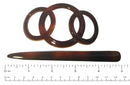 Parcelona French Triple Ringed Tortoise Brown Shell Celluloid Made in France Hair Slider Pin Thru Ponytail Holder Cover with Stick Parcelona