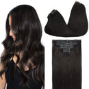 GOO GOO Human Hair Extensions Clip in PU Weft Dark Brown Seamless Hair Extensions Clip in 16 Inch 130g 7pcs Remy Hair Extensions Human Hair Thick Natural Hair Extensions Full Head for Women GOO GOO