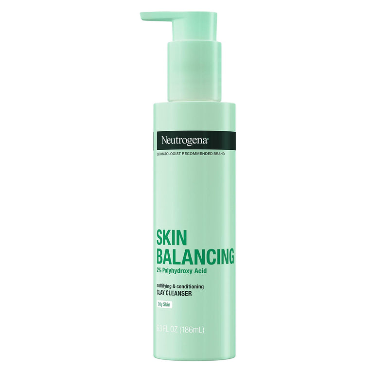 Neutrogena Skin Balancing Kaolin Clay Cleanser with 2% Polyhydroxy Acid (PHA), Mattifying & Conditioning Face Wash for Oily Skin, Paraben-Free, Soap-Free, Sulfate-Free, 6.3 oz Neutrogena