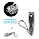 (6 Pack) Nail Clippers Set Stainless Steel Fingernail Clippers, Toenail Clippers, Sharpest Nail Cutter Heavy Duty Curved Edge For Adults Men Women with Swing Out Nail Cleaner/File for Salon Home Use ZALIK