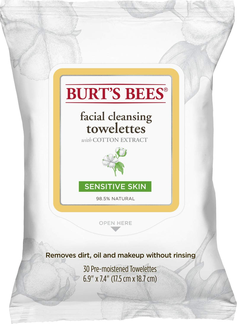 Burt's Bees Sensitive Facial Cleansing Towelettes with Cotton Extract for Sensitive Skin - 30 Count Burt's Bees Store