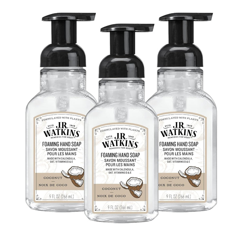 J.R. Watkins Foaming Hand Soap Pump with Dispenser, Moisturizing Hand Soap Foam, Alcohol-Free, Cruelty-Free, , Use for Kitchen or Bathroom, Eucalyptus, 9 fl oz,3 Pack Infinity Warehouse