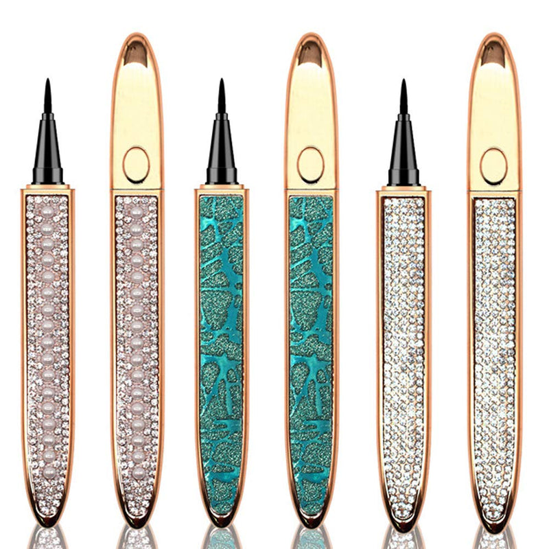 2020 Upgraded Self-adhesive Eyeliner,2 in 1 Eye Liner Pen Diamond Bling Glitter Liquid Eyeliner No Glue, Non Magnetic, Eye Liner for Eye Makeup and Wear Normal False Eyelashes (Queen Pearl White) LETGO