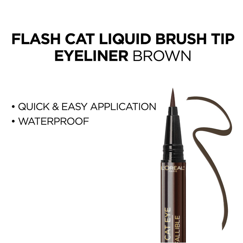 L'Oreal Paris Makeup Infallible Flash Cat Eye Waterproof Liquid Eyeliner, Brown L'Oreal Paris