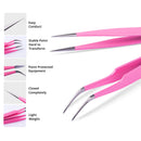 SIVOTE Lash Tweezers for Eyelash Extensions, Hand Calibrated Straight & Curved Tip, Pack of 2, Pink SIVOTE