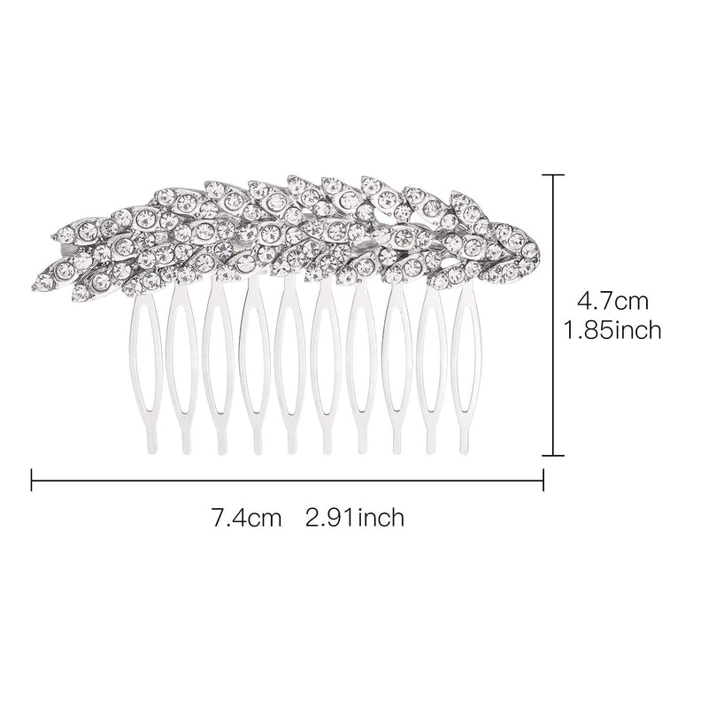 Lux Accessories Pave Crystal Leaf Branch Bridal Bride Bridesmaid Hair Comb LUX ACCESSORIES