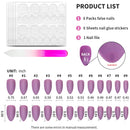 6 Packs (144 Pcs) Matte Press on Nails Medium Length Solid Color Ballerina Professional False Gel Nail Art Acrylic Fake Nails Tips Kit with Adhesive Tabs for Women Girls Short JUSTOTRY
