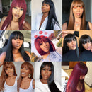 Short Human Hair Wigs with Bangs Brazilian Bob Straight Hair Virgin Human Hair Wigs for Black Women Short Straight Bob Wigs with Bangs Natural Black Wigs with Bangs YISEA Store