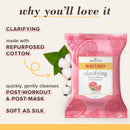 Burts Bees Clarifying Facial Cleanser Towelettes and Makeup Remover Wipes with Pink Grapefruit, for All Skin Types, Made with Repurposed Cotton, 30 Count Burt's Bees