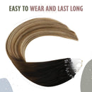 Ugeat Micro Loop Human Hair Extensions Silicone Micro Rings 20Inch Micro Links Human Hair Balayage Brown