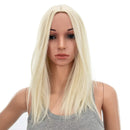 SWACC 14-Inch Short Straight Middle Part Hair Wig Medium Length Synthetic Heat Resistant Wigs for Women with Wig Cap (Platinum Blonde) SWACC