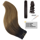 Doores Hair Extensions Clip in Human Hair Ombre Natural Black to Chestnut Brown and Honey Blonde Remy Clip in Human Hair Extensions Straight 120g 7pcs 20 Inch Doores