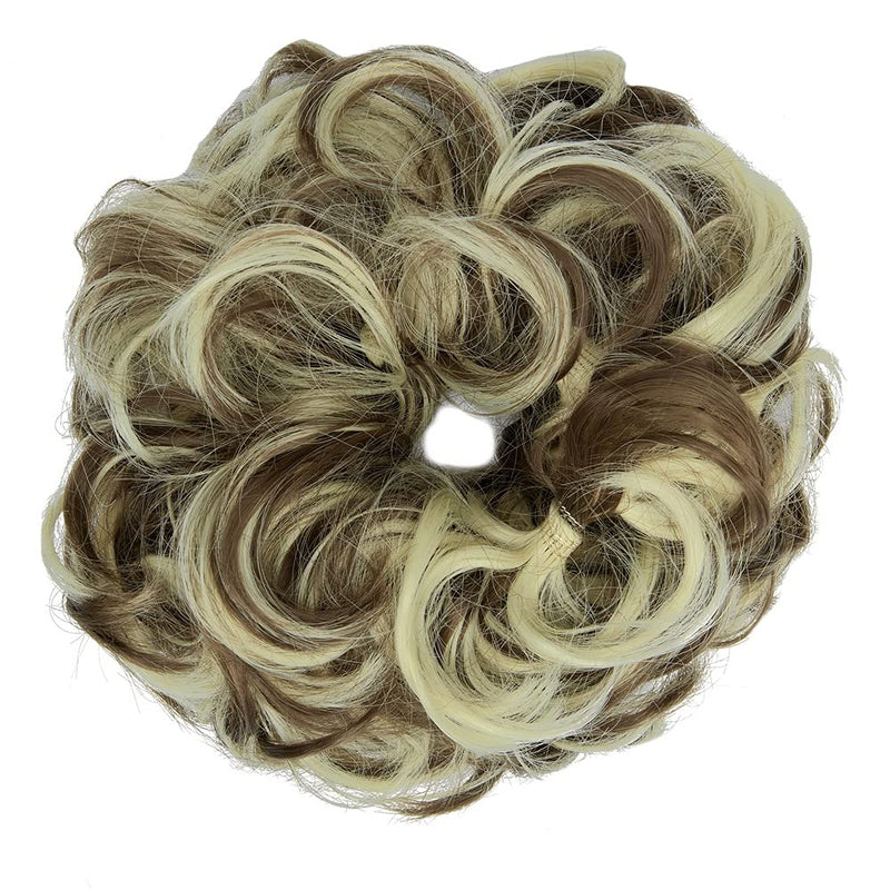 Messy Bun Hair Piece for Women Thick Updo Scrunchies Hair Extension Ponytail Hair Accessories Brown Mix Bleach Blonde OMGREAT
