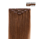 16" Clip in Hair Extensions Real Human Hair for Women - Silky Straight Light Brown Hair Extensions Clip on 55grams 4pieces (16inches,