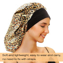 Sent Hair Large Satin Bonnet Sleep Cap for Women Double Layer Silky Hair Bonnet for Braids,Curly,Long Hair- Wide Elastic Band,Leopard sent hair