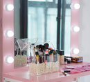 FOOCORDDY Covered Makeup Brush Holder with Dustproof Lid, Large Capacity Acrylic Clear Cosmetic Brush Storage Organizer for Vanity FOOCORDDY