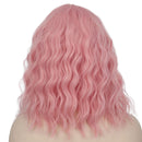 Stamped Glorious Pink Wavy Bob Wig for Women Synthetic Middle Part Short Hair Wigs 14 Inch Natural Looking Wig for Daily Party Use (Sakura Pink) Stamped Glorious Store