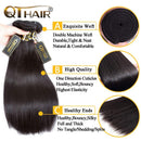 QTHAIR 12A Grade Brazilian Straight Human Hair(8" 10" 10",300g,Natural Black) 100% Unprocessed Brazilian Virgin Hair for Black Women QTHAIR