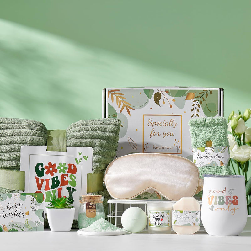 Self Care Gifts for Women Get Well Soon Gifts Basket,Relaxing Spa Basket Care Package with Tumbler and Blanket Thinking of You Gifts Infinity Warehouse