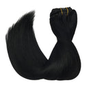 GOO GOO Human Hair Clip in Hair Extensions 16 Inch Jet Black 120g 7pcs Real Human Hair Extensions Clip in Straight Natural Hair Extensions Clip in Remy Extensions GOO GOO Store